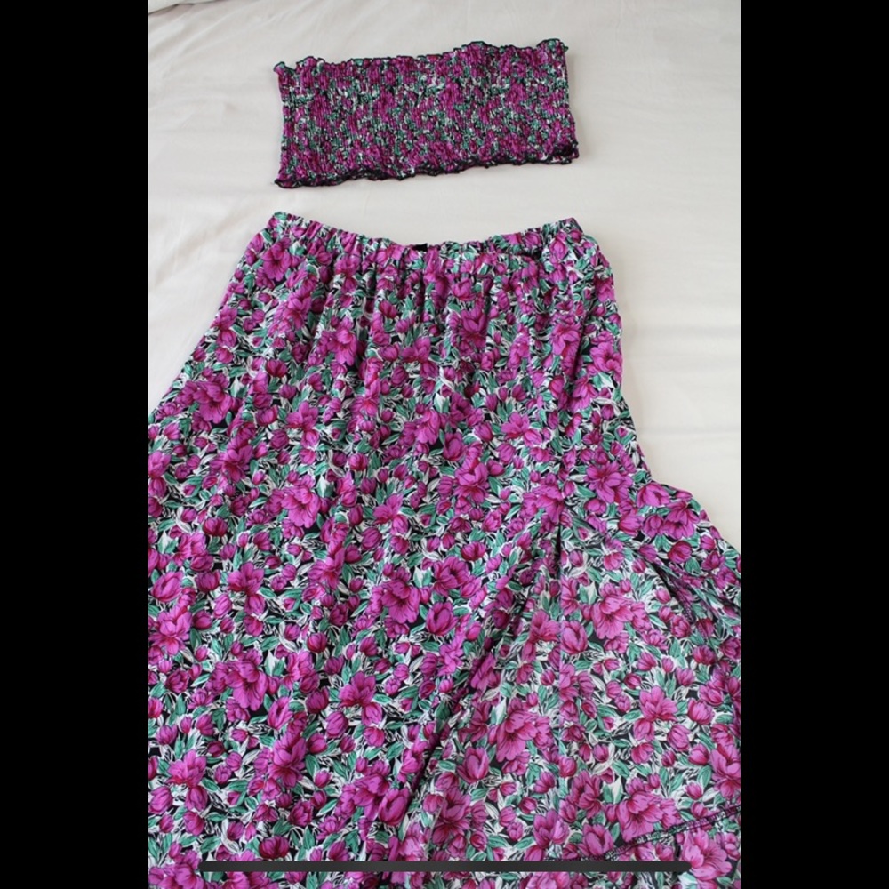 Pink and Green Floral Skirt and Top Set! NWOT
